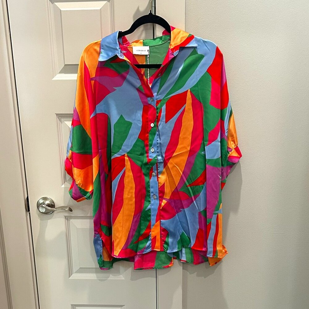 Adrienne Colorful Abstract Print Blouse